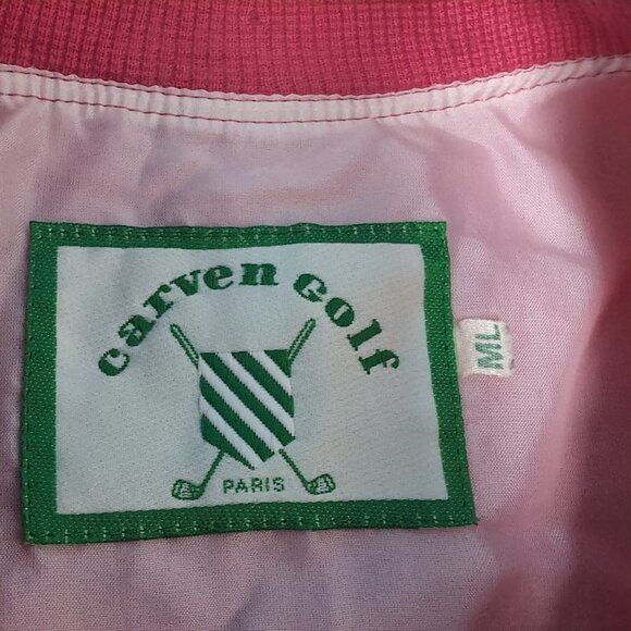 Vintage Carven Golf Paris Pink Pullover Windbreaker Size ML - Picture 5 of 9